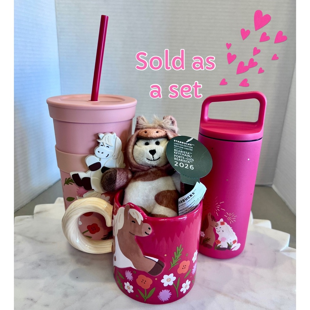 Starbucks Horse Set Stainless Steel Bottle & Tumbler & Ceramic Cup & Keychain